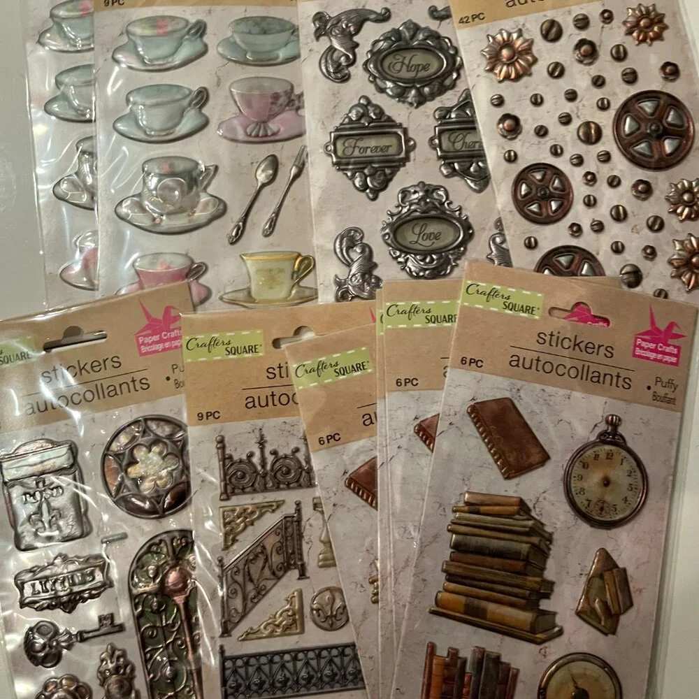 Puffy Stickers!  (Teacups Architecture Clock)‎ NEW